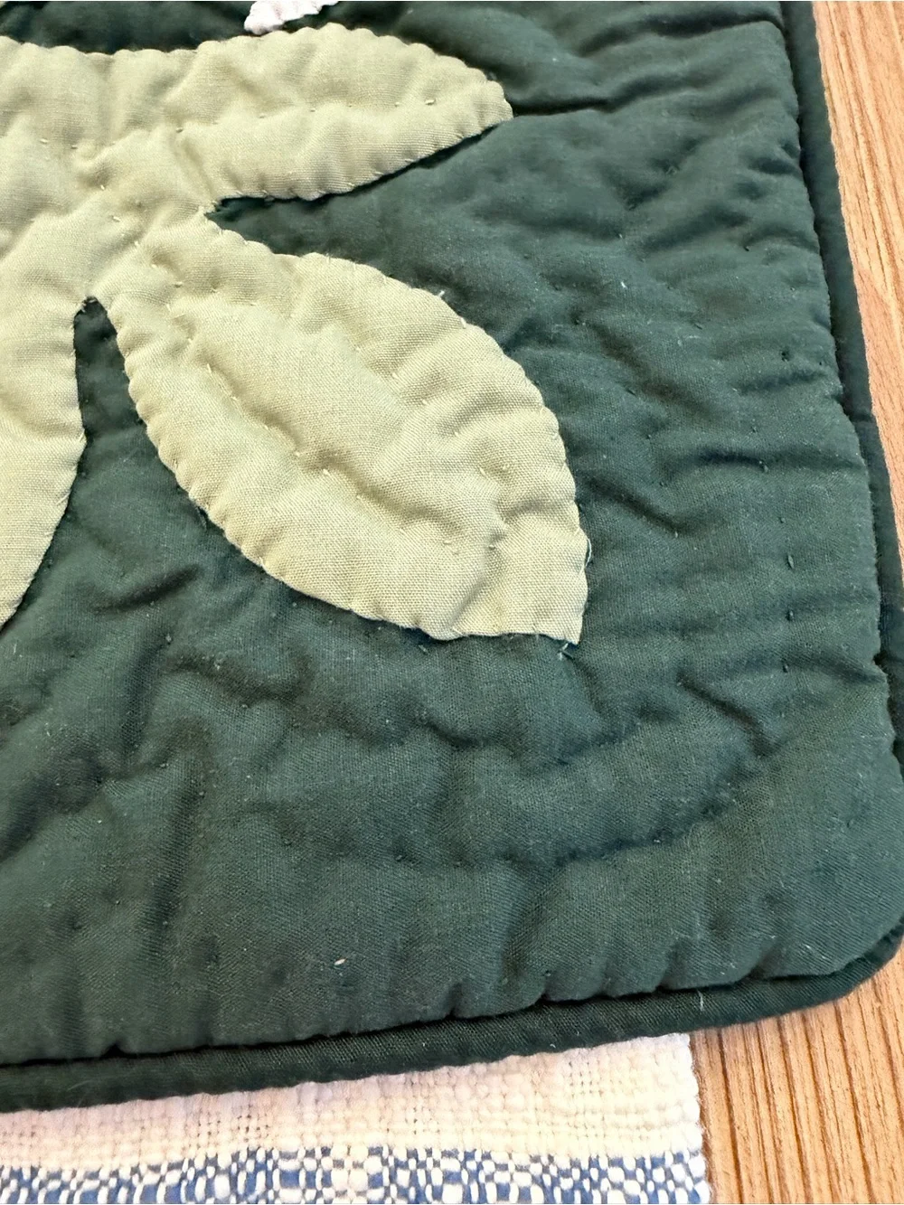 Hand stitched Hawaiian Pillow Cover Greens White 18x18